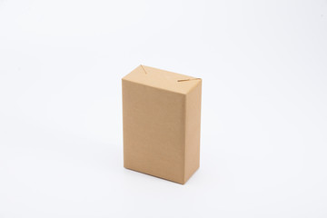 Recycle brown gift box isolated on white 