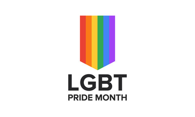 LGBT Pride Month in June. Lesbian Gay Bisexual Transgender. Celebrated annual. LGBT flag. Rainbow love concept. Human rights and tolerance. Poster, card, banner and background. Vector ilustration