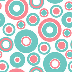 Round seamless pattern of random circles and rings. Dotted round seamless background, pattern, ornament. Vector illustration.