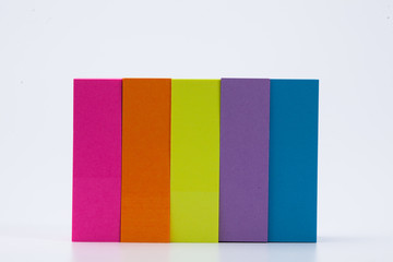 5 Color sticky post notes isolated on white 