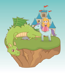 Princess dragon and horse of fairytale design