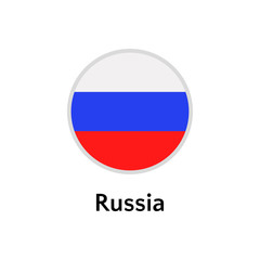 Russia flag round flat icon, european country vector illustration