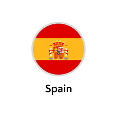 Spain flag round flat icon, european country vector illustration
