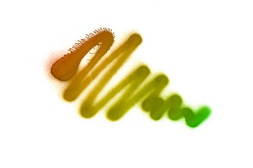 Graffiti liquid strokes sprayed on white isolated background