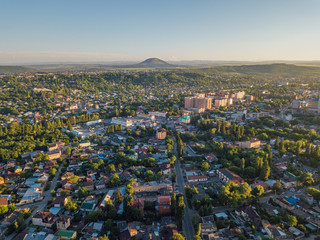 Resort city Pyatigorsk, aerial view from drone