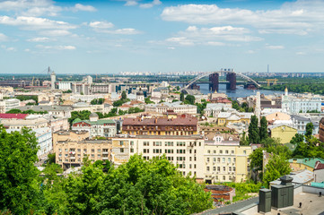 Fototapeta na wymiar Beautiful panoramic view on Dnieper river in Kiev, Ukraine.
