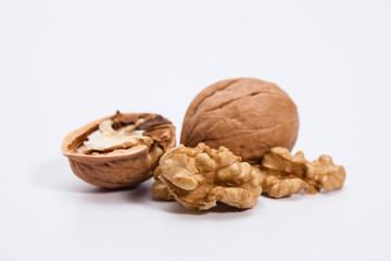 Kernel walnut isolated on the white background
