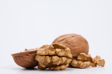 Kernel walnut isolated on the white background