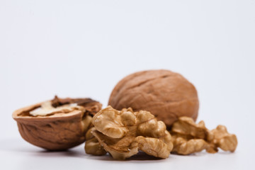 Kernel walnut isolated on the white background