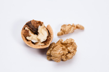 Kernel walnut isolated on the white background