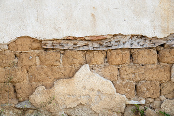 Adobe brick wall close up