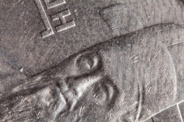 Very close up of Coin 100 won KRW South Korea