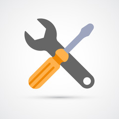 Colored wrench and screwdriver icon tool trendy symbol. Vector illustration