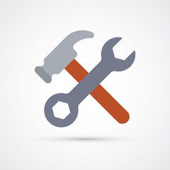 Colored wrench and hammer icon tool trendy symbol. Vector illustration