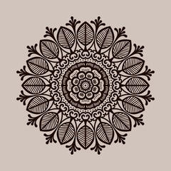Set of two Round Floral Ornament Mandala. Vector Illustration.. For Home Decor, Interior Design, Coloring Book, Greeting Card, Invitation, Tattoo. Anti-Stress Therapy Pattern.
