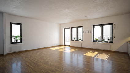 Leere lichtdurchflutete Wohnung