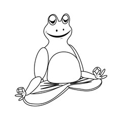 Zen frog does yoga in lotus position