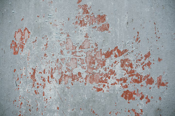 Abstract colorful wall texture and background. Close-up iron surface with old gray and red paint