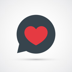 Heart in bubble social symbol. Vector trendy colored illustration