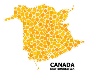 Gold Rotated Square Pattern Map of New Brunswick Province