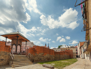 Tarnow.  Historic architecture in the old town and the remains of a Jewish synagogue