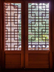 Window door in old temple room