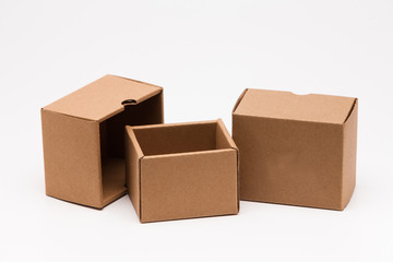 Brown paper box on white background