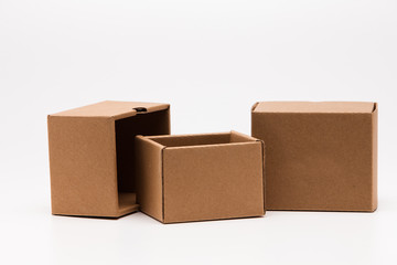 Brown paper box on white background