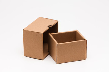 Fototapeta premium Brown paper box on white background