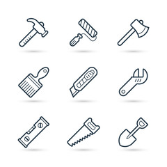 Build Tools line icon pack for construction. Vector illustration