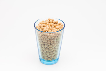 Soy beans on white background