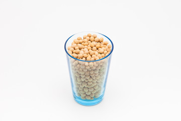 Soy beans on white background