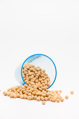 Soy beans on white background