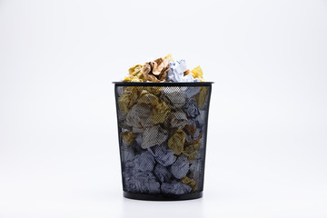 Crumpled Wastepaper basket full 