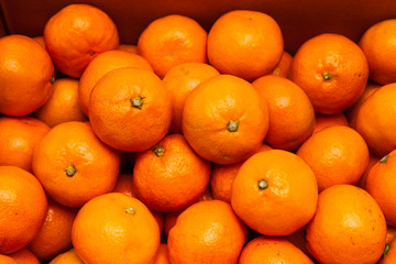 Close orange group Mandarin tangerine