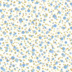 Blue and Gold Confetti Seamless Pattern - Cute blue and gold confetti repeating pattern design