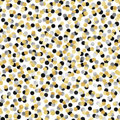 Gold, Silver, and Black Confetti Seamless Pattern - Festive gold, silver, and black confetti repeating pattern design