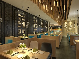 3d render. Restaurant and Cafe interior. 