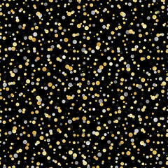 Gold, Silver, and Black Confetti Seamless Pattern - Festive gold, silver, and black confetti repeating pattern design