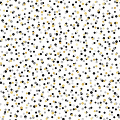 Gold, Silver, and Black Confetti Seamless Pattern - Festive gold, silver, and black confetti repeating pattern design