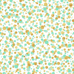 Mint and Gold Confetti Seamless Pattern - Cute mint and gold confetti repeating pattern design