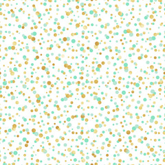 Fototapeta na wymiar Mint and Gold Confetti Seamless Pattern - Cute mint and gold confetti repeating pattern design