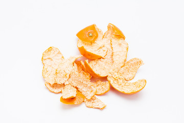 Naklejka na ściany i meble Peeled tangerine or mandarin orange isolated on white background