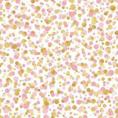 Pink and Gold Confetti Seamless Pattern - Cute pink and gold confetti repeating pattern design