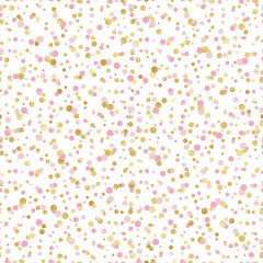 Pink and Gold Confetti Seamless Pattern - Cute pink and gold confetti repeating pattern design