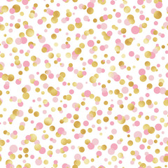 Pink and Gold Confetti Seamless Pattern - Cute pink and gold confetti repeating pattern design