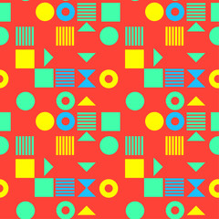 Abstract seamless pattern design with geometric shapes and lines