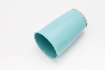 Empty plastic cup isolated on white