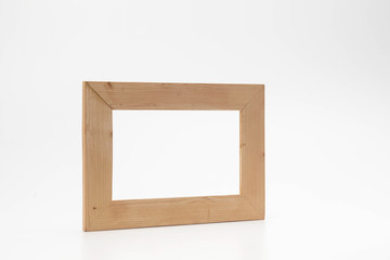 Wooden frame for painting or picture on white background