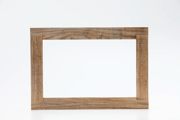 Wooden frame for painting or picture on white background